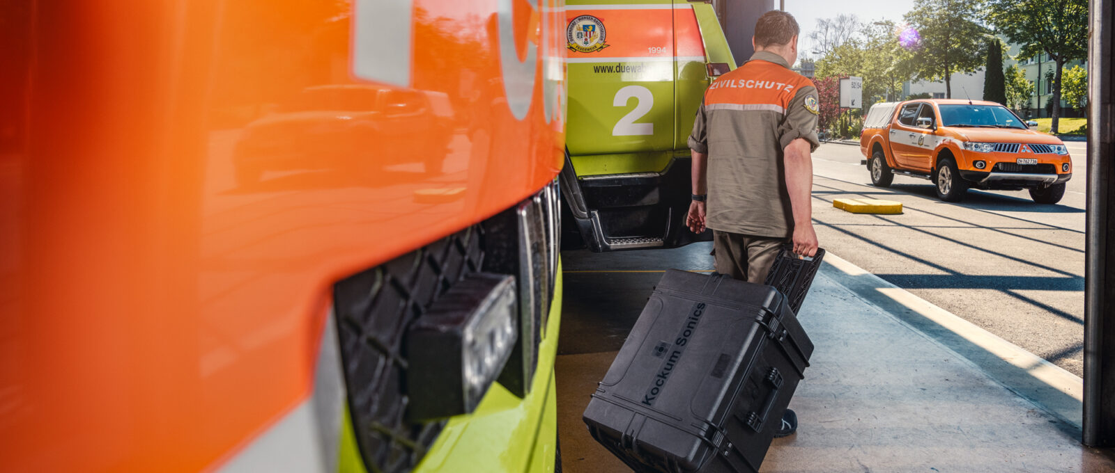 Kockum Sonics Zivilschutz Koffer mobile Sirene