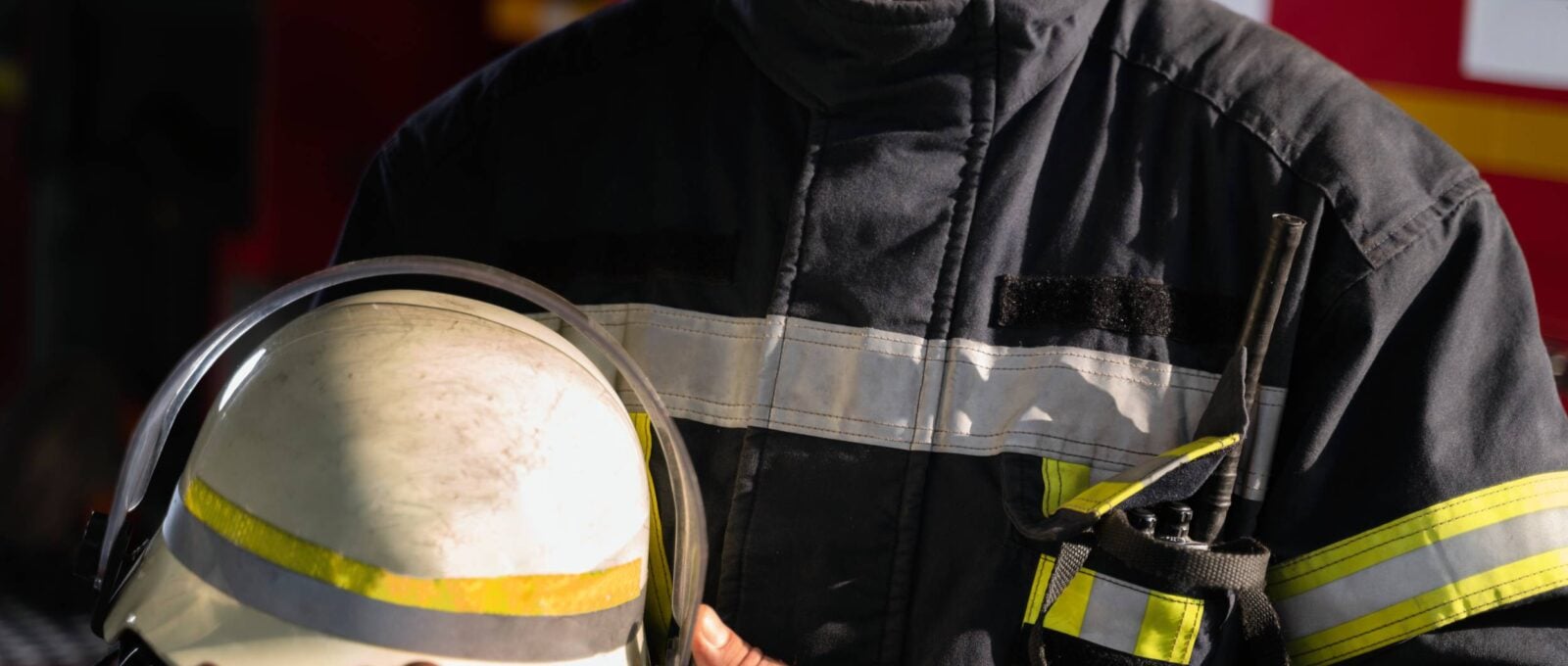 Male Firefighter Station With Suit Safety Helmet