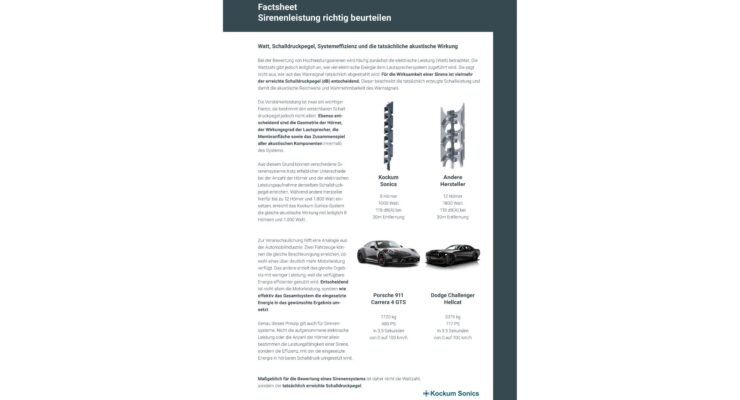 Kockum Sonics Thumbnail Factsheet Schalldruckpegel & Leistung