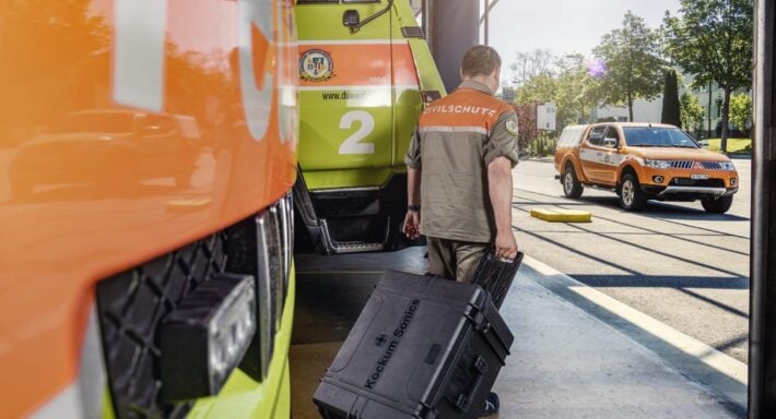 Kockum Sonics Zivilschutz Koffer mobile Sirene