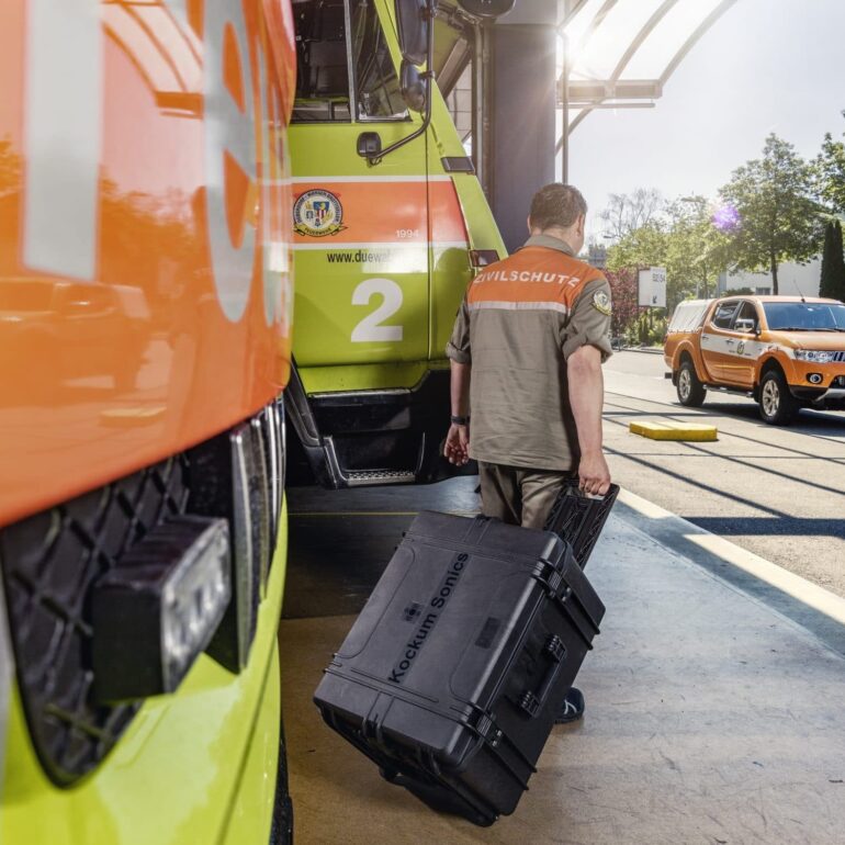 Kockum Sonics Zivilschutz Koffer mobile Sirene